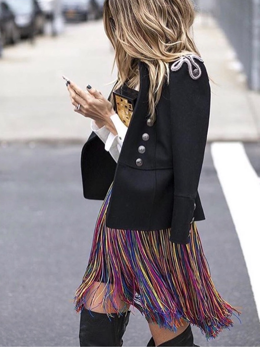 NWT Christopher Kane Rainbow Fringe Skirt Multicolor Statement Tassel Skirt 4US